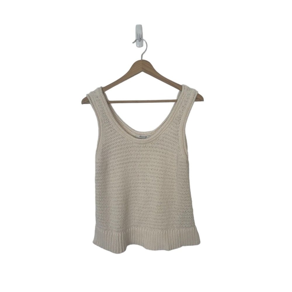Women's Madewell Boho Fairview Sweater Tank Pearl Ivory Beige Stretchy Size M